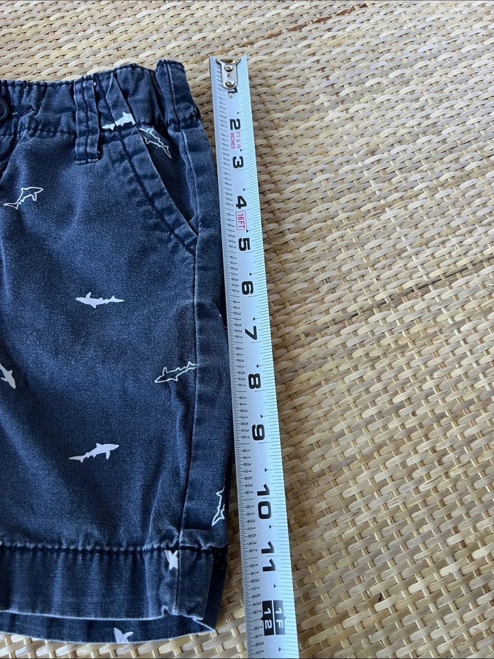 Oshkosh B’gosh 100% Cotton Navy Toddler Shark Shorts Distressed Faded Boys 3T
